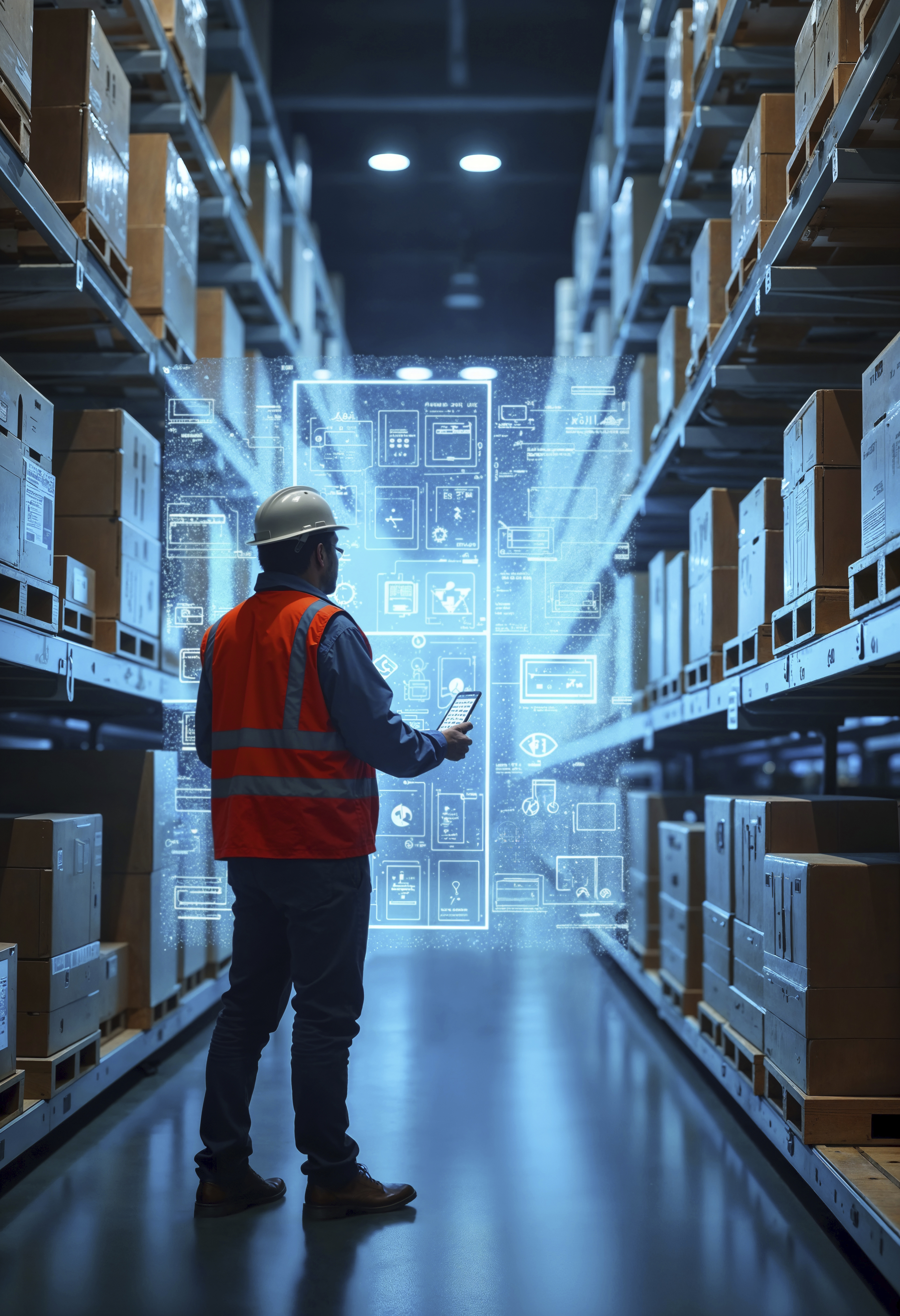 Illustration d'un entrepôt optimisé avec suivi de stock